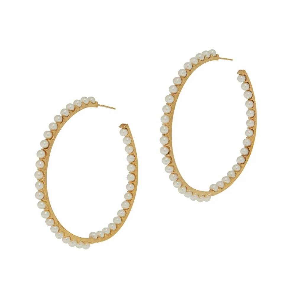Rarities Sterling Silver Goldclad Cultured Pearl Insideoutside Hoop Earrings 2